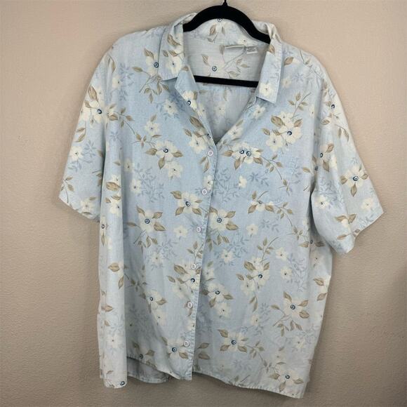 Classic Elements Plus 22W‎ Floral Button-Up Shirt Multicolor Casual Top - Picture 1 of 12